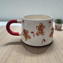 Evinbizden Seramik Kabartma Kurabiye Adam Kupa Bardak,  Kabartma Figürlü Seramik Kupa Tekli - 1 Adet