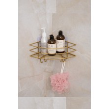 UltraMint Gold Lüx Köşe Raf Organizer – Yapışkanlı Paslanmaz Metal Çok Amaçlı Raf