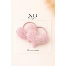Nuviera Design Parıltılı Kalp Lastikli Toka - 2'li Set