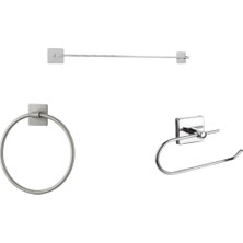 UltraMint Pratik 3 Parça Banyo Seti, Uzun Havluluk ve Tuvalet Kağıtlık