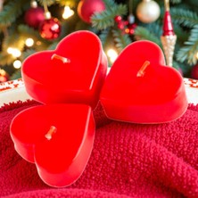 Oktay Sesal Kırmızı Kalpli Mum 3.5x7 cm Yıılbaşı Dekoratif Kırmızı Kalpli Yılbaşı Mumu