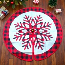 Oktay Sesal Çam Ağacı Altlığı 88 cm Büyük Model Kırmızı Kar Taneli Profosyonel Çam Ağacı Eteği