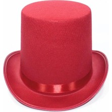 Fırsatkolik Kırmızı Fötr Şapka Sihirbaz Şapkası