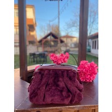Bordo Peluş Kadın Çanta