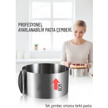 Fırsatkolik Ayarlanabilir Pasta Çemberi Paslanmaz Çelik Kek Kalıbı 16-30 cm - Profesyonel Pasta Kalıbı