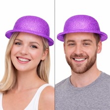 Eco Port Mor Simli Melon Şapka | Ince Plastik Glitter Yetişkin Parti Şapkası