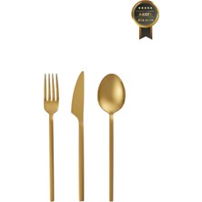 Arsel Venüs Titanyum Mat Gold 84 Parça 12 Kişilik Çatal Kaşık Bıçak Seti 304 Kalite 4 mm Ağır Premium