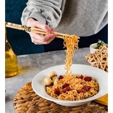 Ahşap Chopstick Ve Noodle Makarna Tabağı Set
