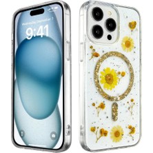 Eco Port Iphone 14 Pro Kılıf Daisy Simli Magsafe Kapak - Gold