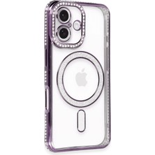 Eco Port Iphone 16 Kılıf Joke Simli Magneticsafe Kılıf - Derin Mor