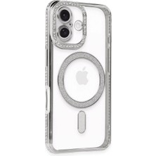 Eco Port Iphone 16 Kılıf Joke Simli Magneticsafe Kılıf - Gümüş