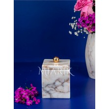 UltraMint Şık Mermer Desenli Kare Detaylı Pamukluk Dekoru