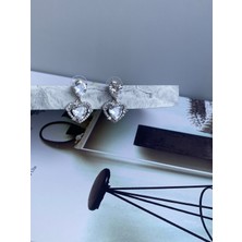 Busradan Design Özel Seri Sallantılı Kalp Detay Taşlı Küpe