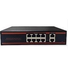 Novacom NVC-HIF0820GBL-C 8+2 Port Gigabit Uplink PoE Switch (250m Extend Modlu)