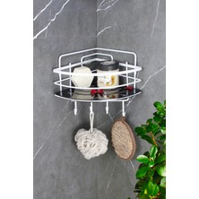 UltraMint Paslanmaz Çelik Kristal Raflı Beyaz Şampuanlık, Banyo Düzenleyici