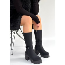 Moki Siyah Nubuk Topuklu Çizme - Lisinya