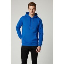 Libas Verda Erkek Üç Iplik Kalın Mavi Kapüşonlu Sweatshirt