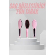 Elektrikli Saç Düzleştirici Tarak Saç Düzleştirici Fırça Sıkı Dişli Pembe - Lisinya