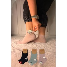 Ozzy Socks 3 Çift Kadın Taş Detaylı Dikişsiz & Takviyeli Patik Çorap