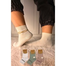 Ozzy Socks 3 Çift Kadın Taş Detaylı Dikişsiz & Takviyeli Patik Çorap