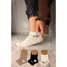 Ozzy Socks 3 Çift Kadın Taş Detaylı Dikişsiz & Takviyeli Patik Çorap