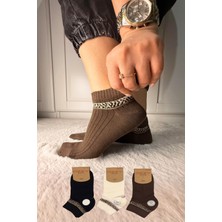 Ozzy Socks 3 Çift Kadın Taş Detaylı Dikişsiz & Takviyeli Patik Çorap