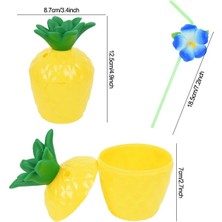 Ananas Hawaii Luau Aloha Pipetli Içecek Kabı Bardak 10X13 cm 1 Adet - Lisinya