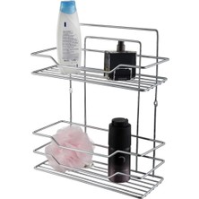 UltraMint Çift Katlı Krom Banyo Rafı, Şampuanlık ve Sabunluk Seti