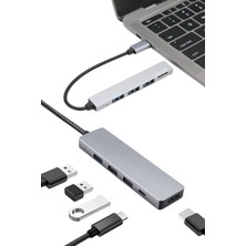 Macbook Pro/air Uyumlu USB Type-C 8 In 1 Hub Dönüştürücü Çevirici Çoklayıcı USB Hdmı Micro Sd 8 Girişli - Lisinya