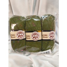 Ören Bayan Favori Tweed Haki El Örgü Ipi (3 Adet) - Renk: 077A