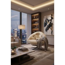 AVYNA Bohome Collection 360 Derece Dönen Mekanizmalı Berjer Tekli Koltuk - New York Model - Krem