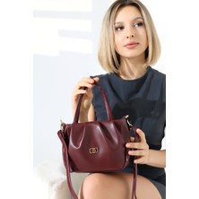 BALANZ Bordo Kadın Çanta Astarlı Fermuarlı - Çapraz Askılı Omuz ve El Çantası Kücük Boy