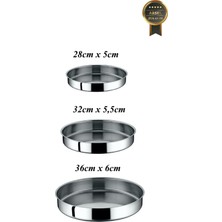 Arsel 304 Kalite Çelik Yuvarlak Fırın Baklava Börek Tatlı Tepsi 3lü Set Dayanıklı Sağlıklı Pişirme