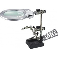 Ayarlanabilir Başlıklı Elektronikçi Yardım Lehim Standı ile Ledli Büyüteç - Lisinya