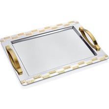 Arsel Domino Gold Çay Tepsi Kulplu Premium 304 Paslanmaz Çelik