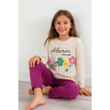 Tenra Çocuk Pijama Takımı %100 Pamuk Çiçek Desenli