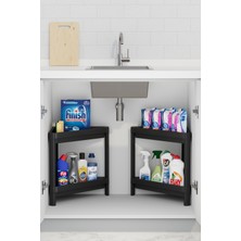 UltraMint Şık ve Pratik 2 Katlı Üçgen Köşe Raf Takımı, Banyo ve Alan Düzeni