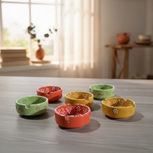 RGS Homelife 6'lı El Yapımı Seramik Küllük Seti, Turuncu, Yeşil ve Sarı Seramik Küllük Seti