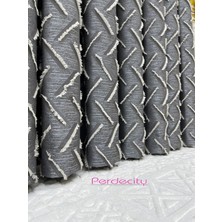 Perdecity Bohem Tarzı Saçaklı Antrasit Gri Hayran Pano Fon Perde 1x3 Sık Pile [tek Kanat] Ütü Istemez