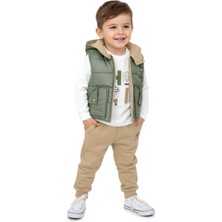 Ege Bebek Erkek Çocuk 1-2-3-4 Yaş Mevsimlik Şişme Yelekli, 3 Parça Şık Bayramlık Alt Üst Takım