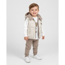 Ege Bebek Erkek Çocuk 1-2-3-4 Yaş Mevsimlik Şişme Yelekli, 3 Parça Şık Bayramlık Alt Üst Takım