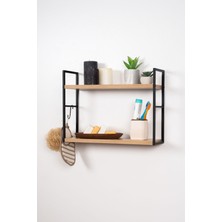 UltraMint Paslanmaz Metal ve Ahşap Banyo Duvar Rafı, Şık ve Fonksiyonel Organizer