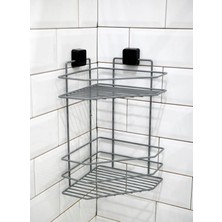UltraMint Paslanmaz Banyo Köşeliği, Yapışkanlı, Şampuanlık, Iki Parça, Deliksiz Montaj