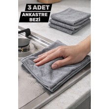 Manosta ( 3 Adet ) Gri Magic Mikrofiber Temizlik Bezi | Ankastre-Ocak-Davlumbaz Yağ & Zor Kir Temizliği