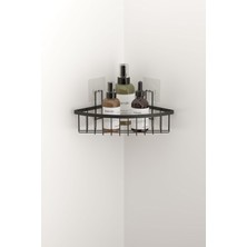 UltraMint Pratik Siyah Tek Katlı Banyo Köşe Rafı, Şık ve Kullanışlı Tasarım