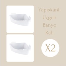 UltraMint Iki Parça Beyaz Yapışkanlı Banyo Rafı, 27X19X8 Cm, Pratik ve Şık Tasarım