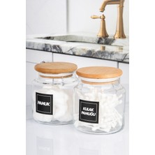 UltraMint 2'li Kulak Pamuğu ve 500 ml Pamuk Kavanozu, Vakum Kapaklı Set