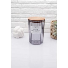 UltraMint Füme Ahşap Kapaklı Oval Çizgili 2200ML Bulaşık Makinesi Tuzu Kavanozu