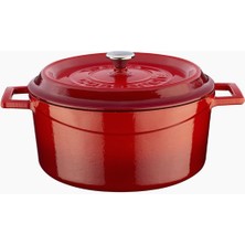 Braventa Collection Döküm Yuvarlak Tencere, Trendy, 24 Cm, 4.49 L Hacim, Kırmızı