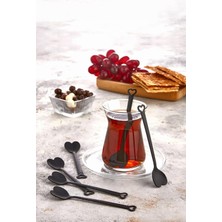 Braventa Collection Özel Tasarım 6' Lı Siyah Lüks Çay Kaşığı Seti Takımı